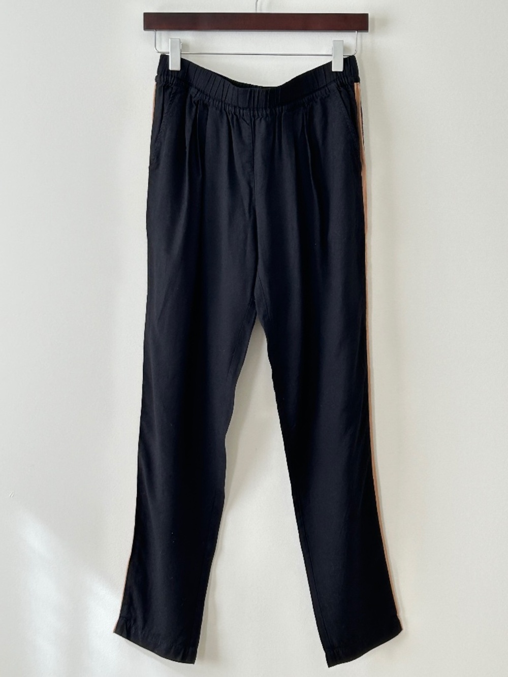 Joie Silk Blend Black Side Stripe Jogger Pants